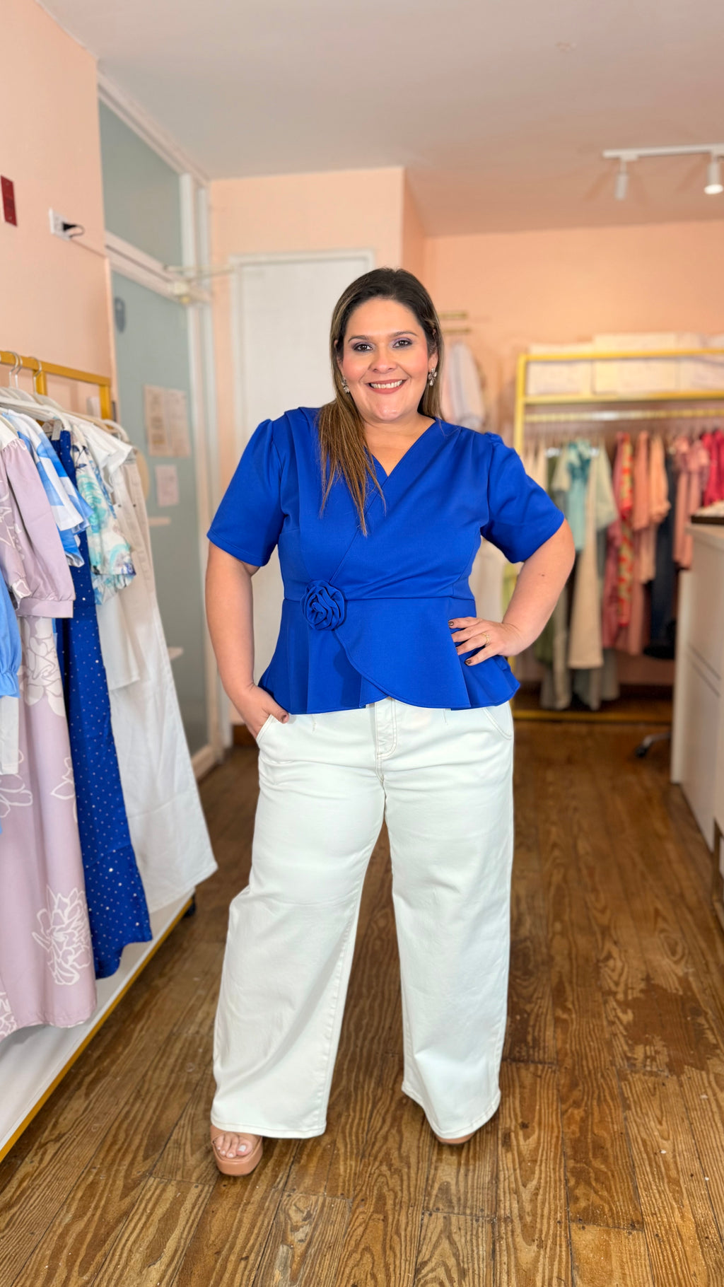 Blusa Azul Rey Peplum para Mujer | Blusa Elegante y Femenina en Panamá