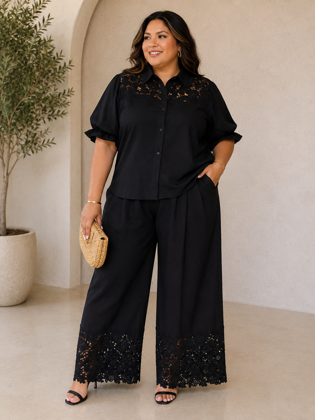 Conjunto Negro con Encaje