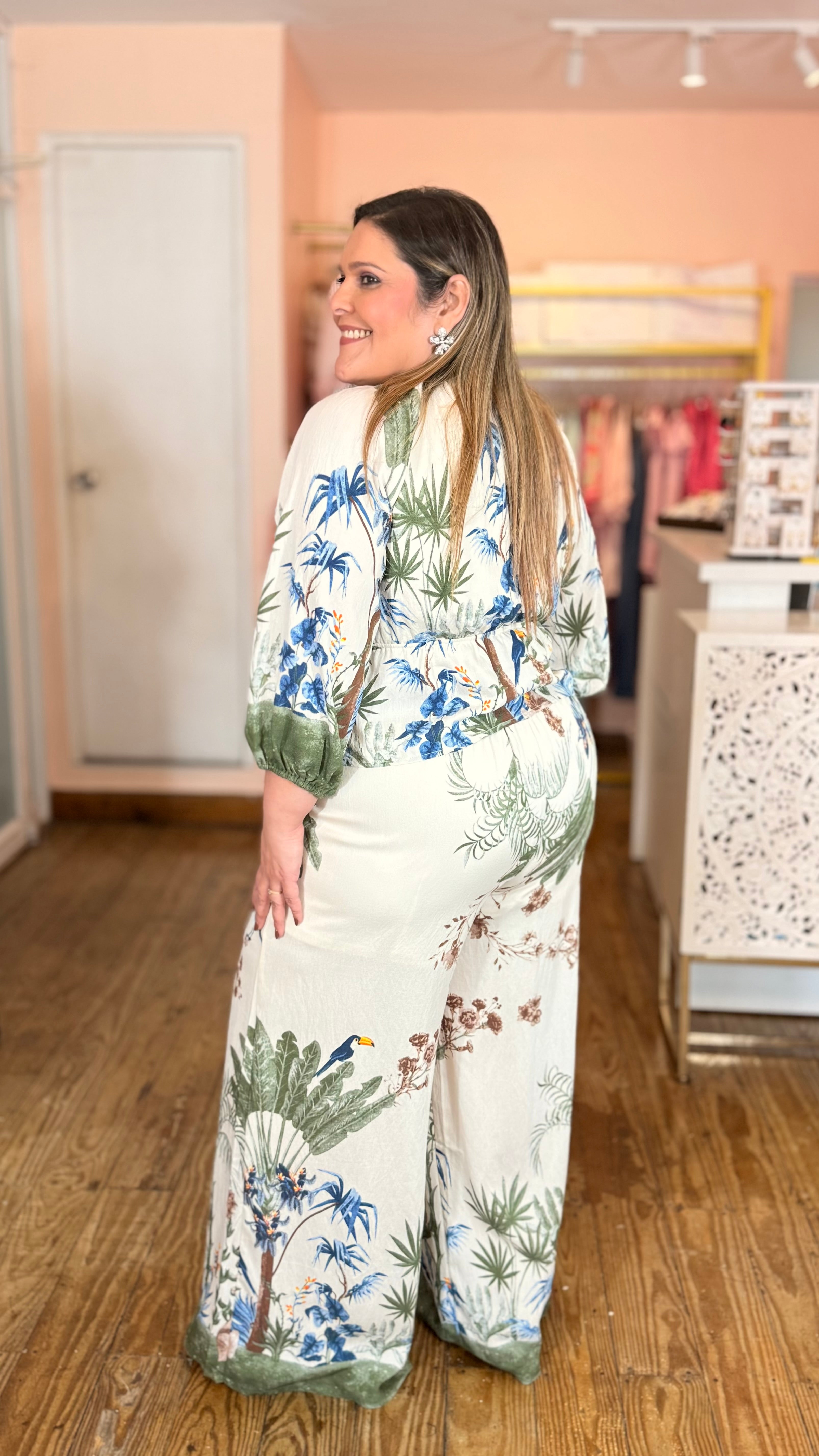 Conjunto Tropical Palazzo para Mujer en Panamá | Set Estampado Elegante y Cómodo