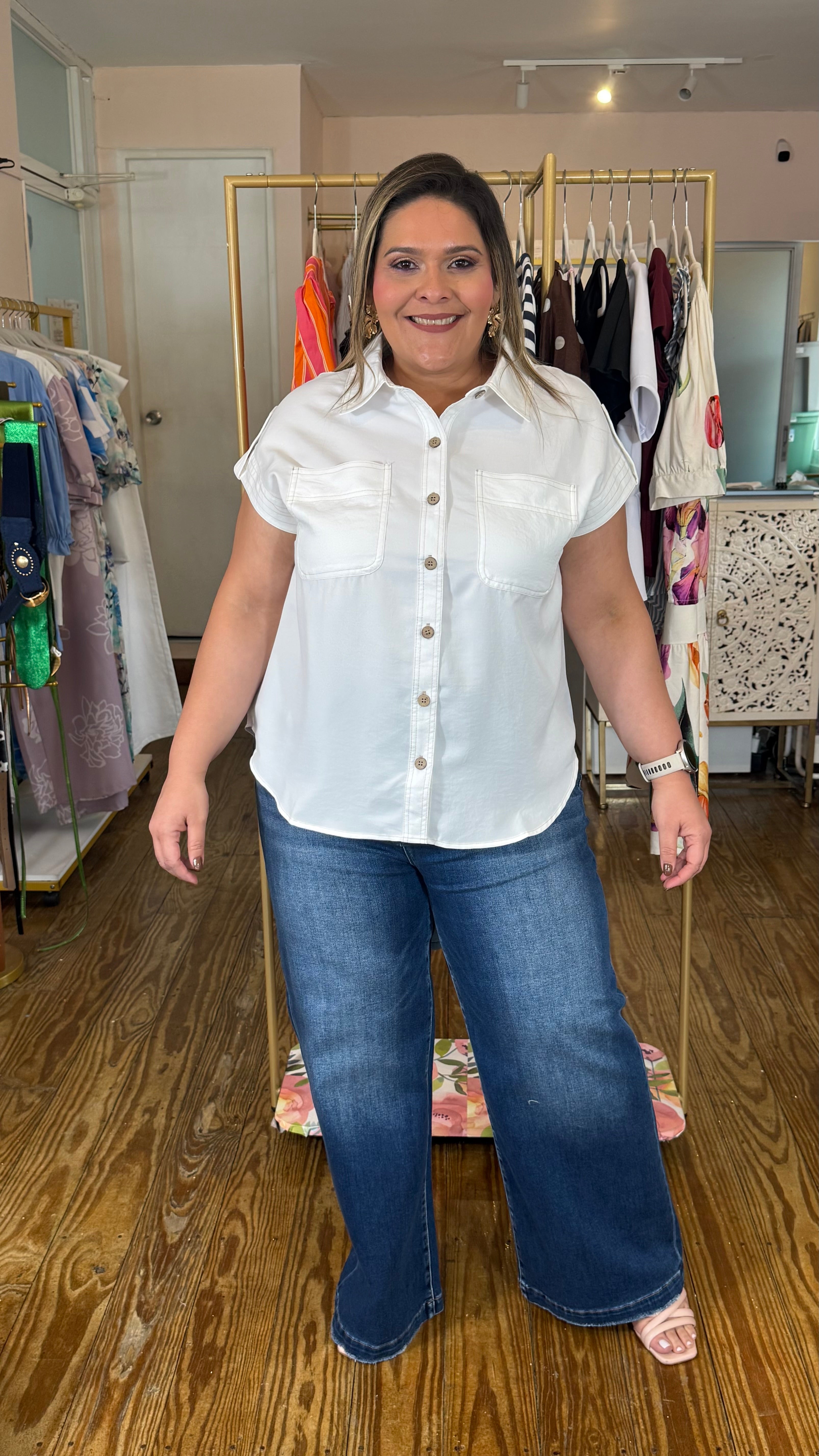 Blusa Plus Size Blanca para Mujer en Panamá/Camisa Casual Elegante Oversize
