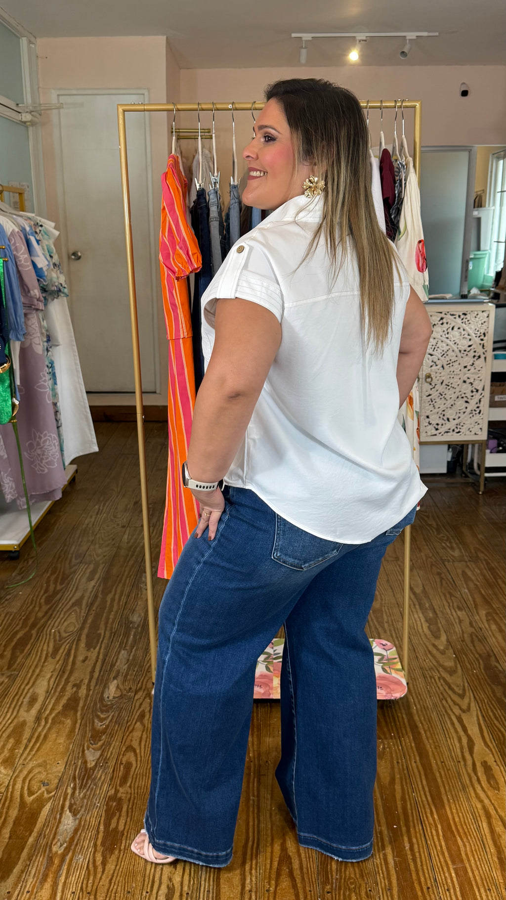 Blusa Plus Size Blanca para Mujer en Panamá/Camisa Casual Elegante Oversize