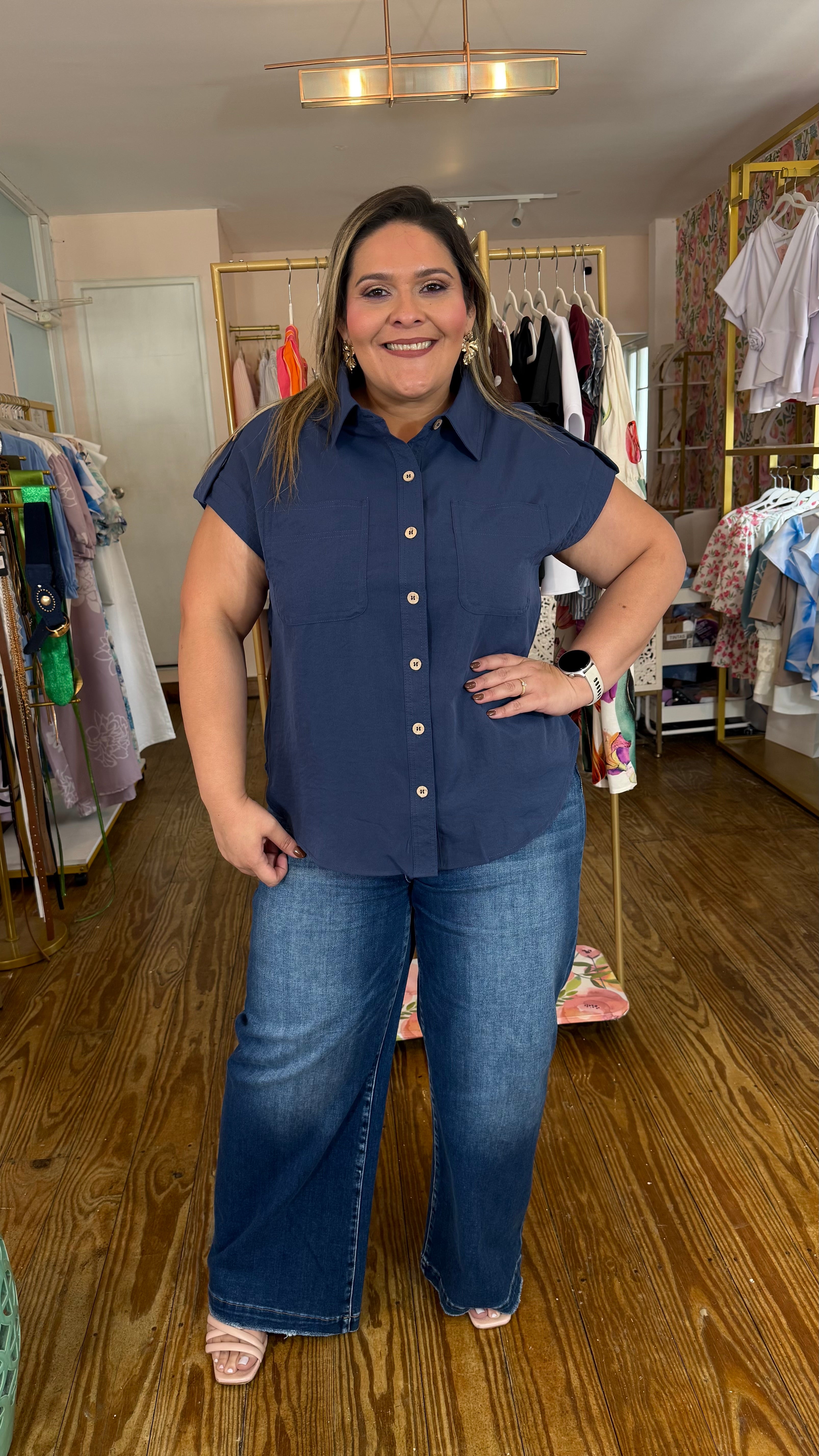 Blusa Plus Size azul para Mujer en Panamá/Camisa Casual Elegante Oversize