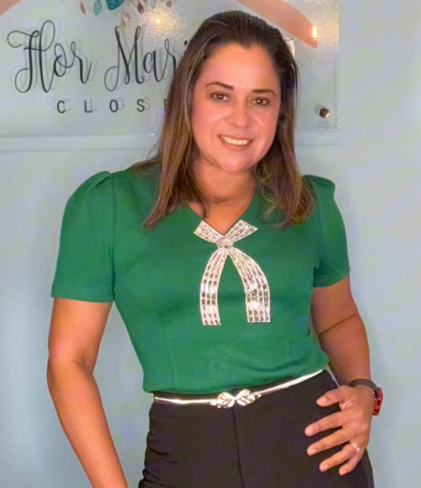 BLUSA GABRIELA VERDE CON BRILLO