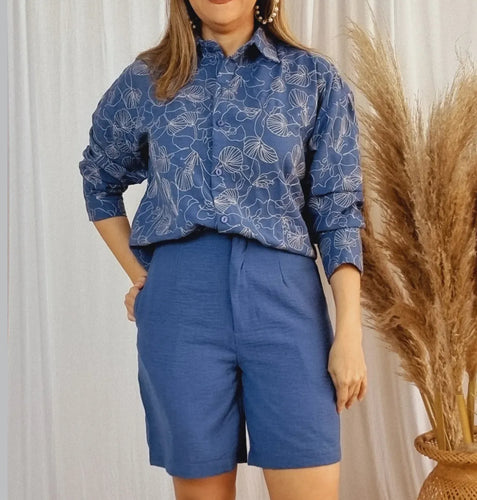 SET PRICILA AZUL BORDADO REGULAR Y PLUS