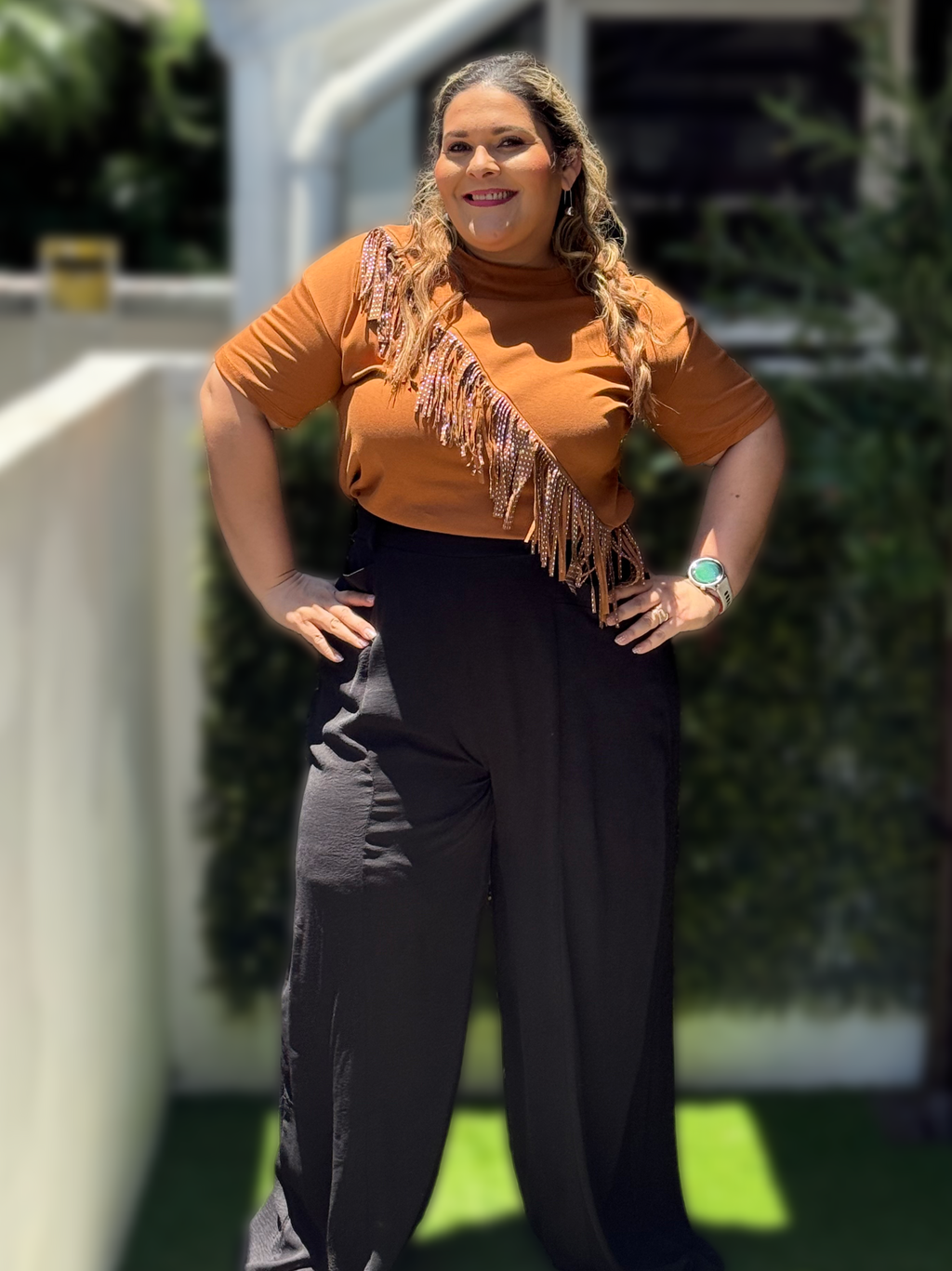 BLUSA PLUS SIZE CHOCOLATE CON FLECOS