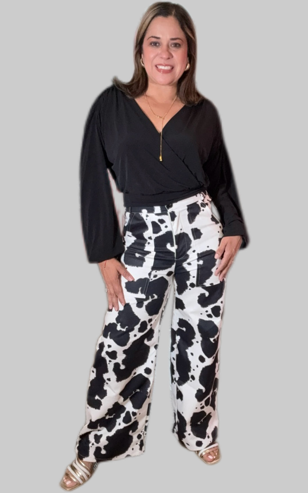 PANTALON COW PRINT NEGRO