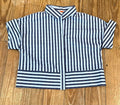 Blusa Corta Rayas Azul Marino y Blanco – Manga Corta Oversize Cuello Camisero | Ropa para Mujer en Panamá