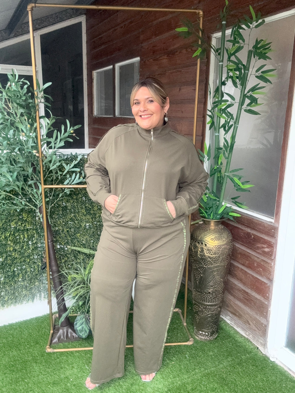 SARISA SET KAREN PLUS SIZE VERDE OLIVA