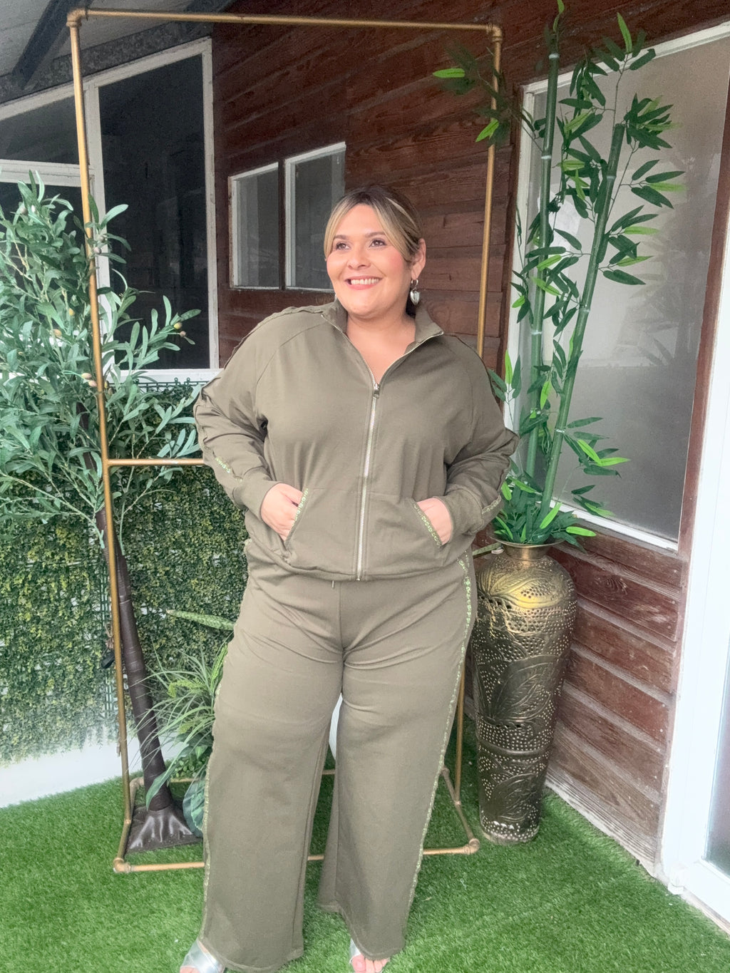 SARISA SET KAREN PLUS SIZE VERDE OLIVA