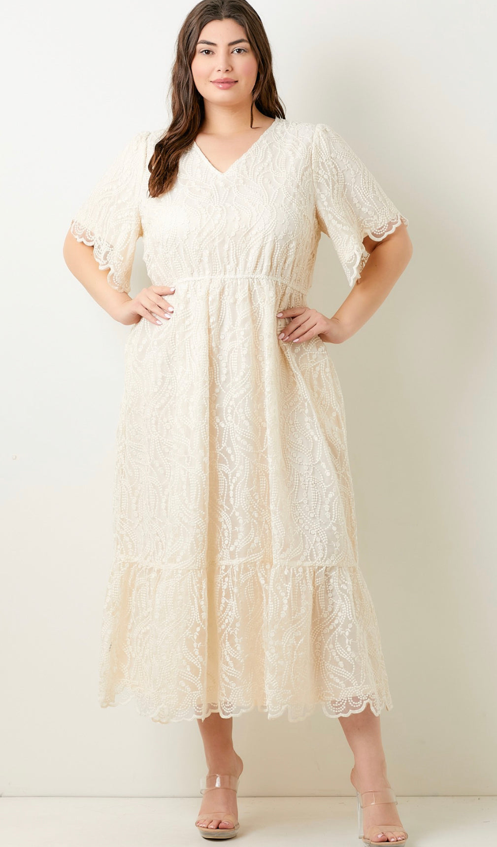 PLUS EMBROIDERED MAXI DRESS