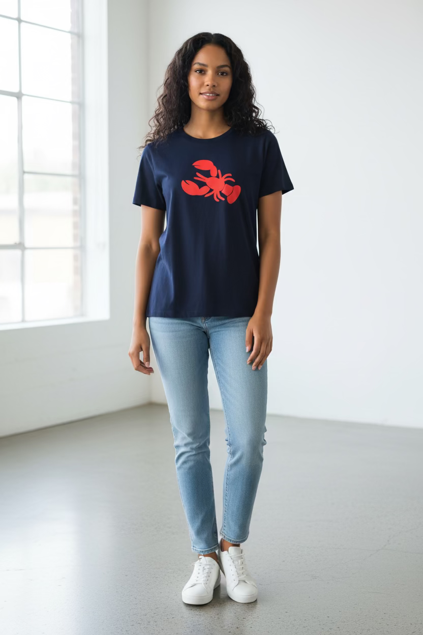 T-Shirt Lobster Dark Blue / Minimalista con Impacto ropa para Mujer en Panama