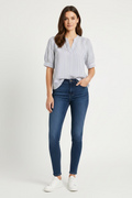 Blusa Ryas Finas Blanca y Azul para Mujer en Panamá / Blusa Casual Elegante Manga Corta