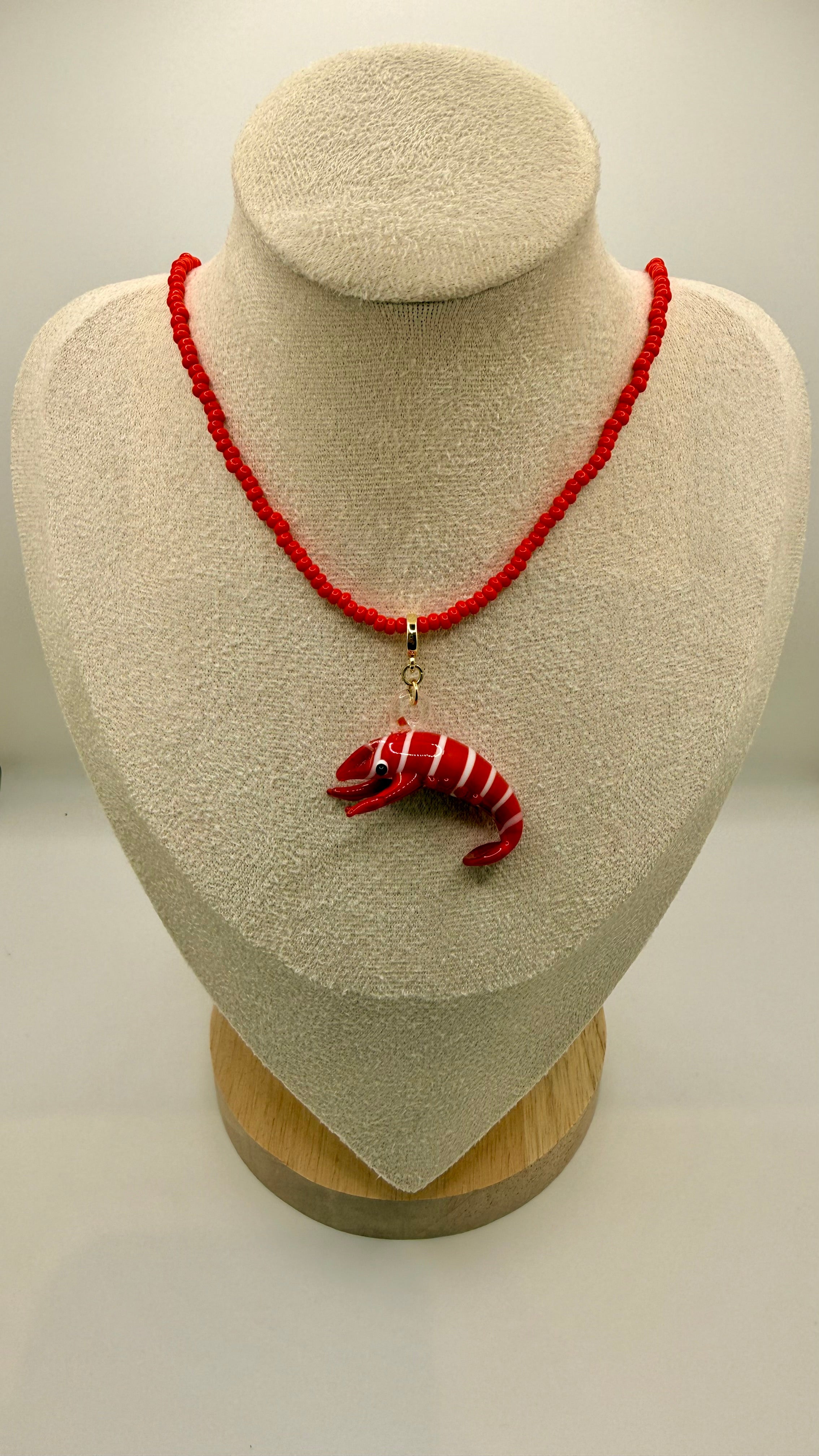 Collar Colombiano Rojo Con Dije De Langosta