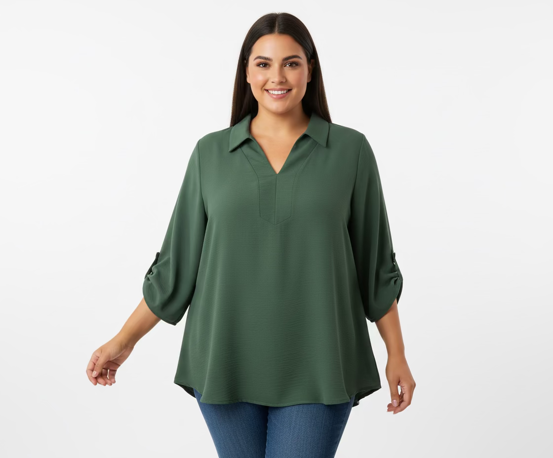 BLUSA PLUS SIZE VERDE OLIVA