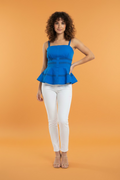 BLUSA AZUL REY CON TIRANTES Y VOLANTES/BUSA ELEGANTE PARA MUJER EN PANAMA