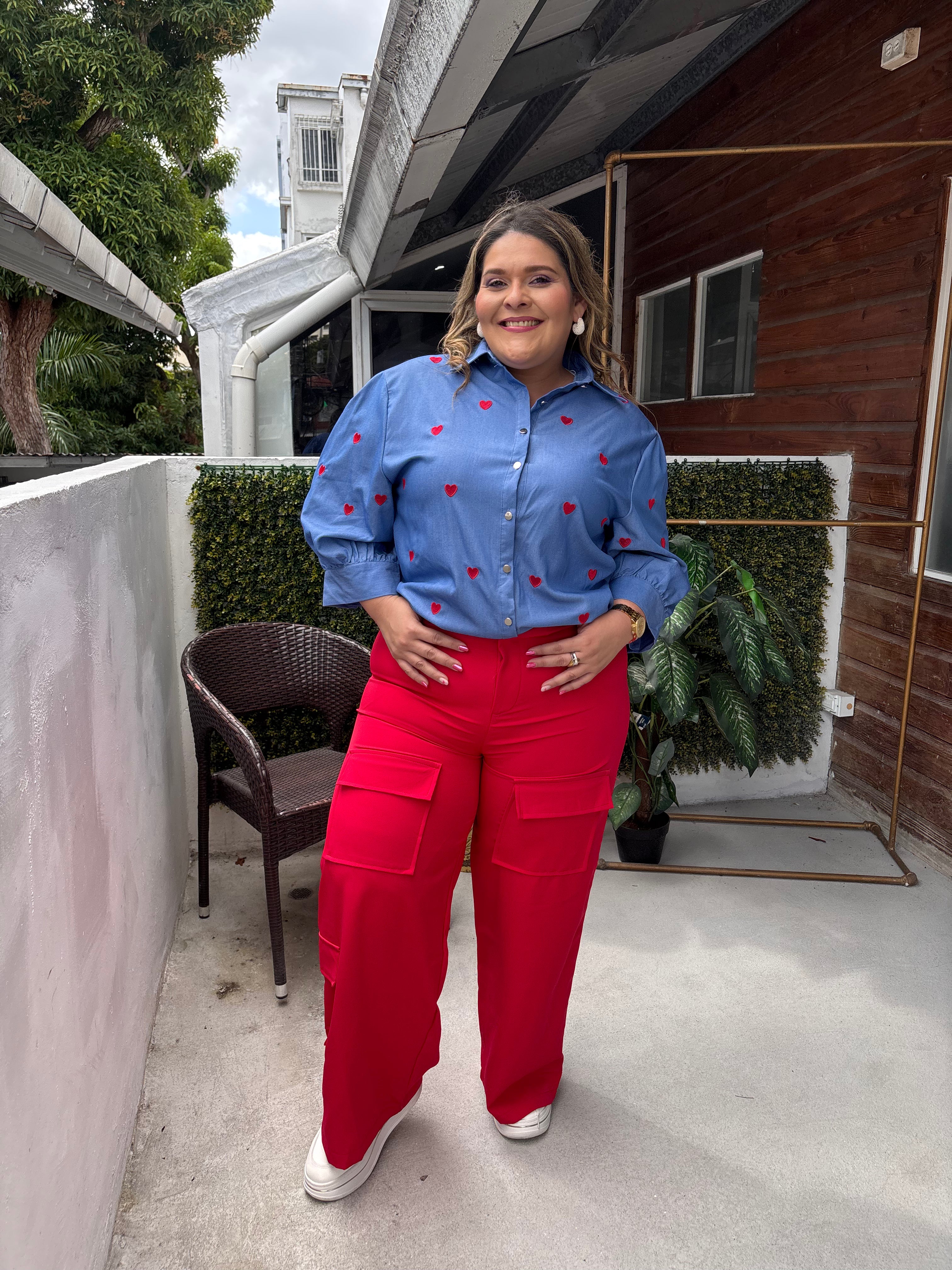 BLUSA AZUL CORAZONES