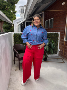 BLUSA AZUL CORAZONES