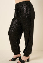 Cargar imagen en el visor de la galería, PLUS SIZE BLACK SEQUIN JOGGER