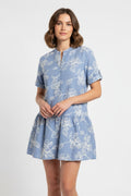 Vestido Corto Floral Azul Para Mujer/Vestido Casual Fresco Y Cómodo En Panama