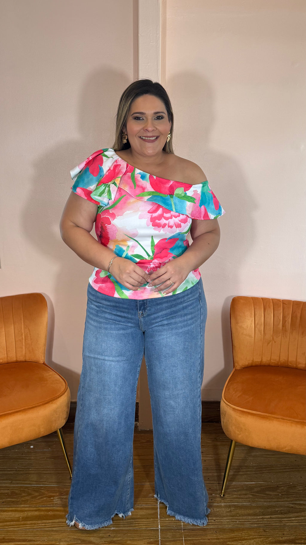 Pantalón Jean Plus Size Pierna Ancha para Mujer | Wide Leg Azul Claro