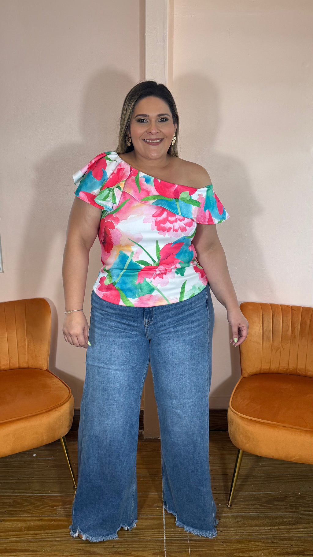 Pantalón Jean Plus Size Pierna Ancha para Mujer | Wide Leg Azul Claro