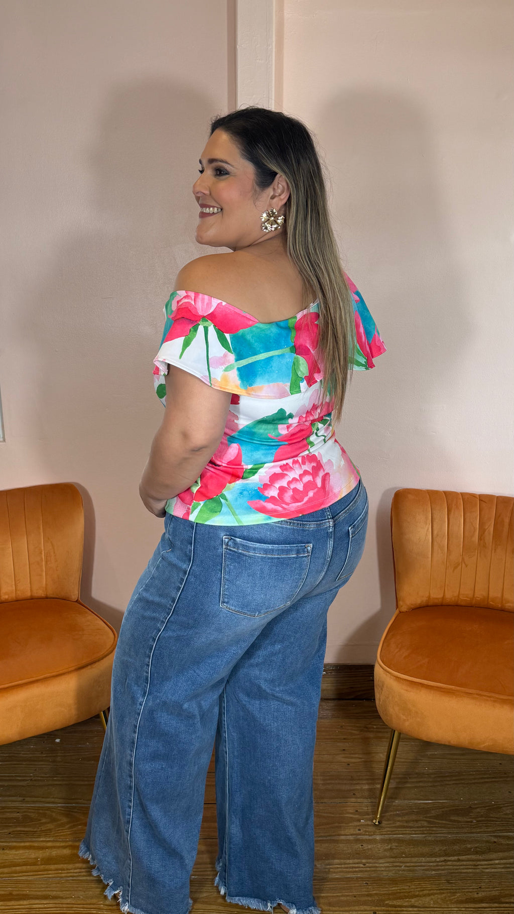 Pantalón Jean Plus Size Pierna Ancha para Mujer | Wide Leg Azul Claro