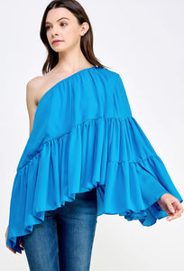 Voluminous BLUE One Shoulder Top