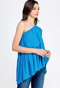 Voluminous BLUE One Shoulder Top