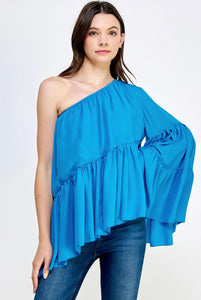 Voluminous BLUE One Shoulder Top