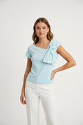 Blusa Verde Menta Con Lazo En El Hombro