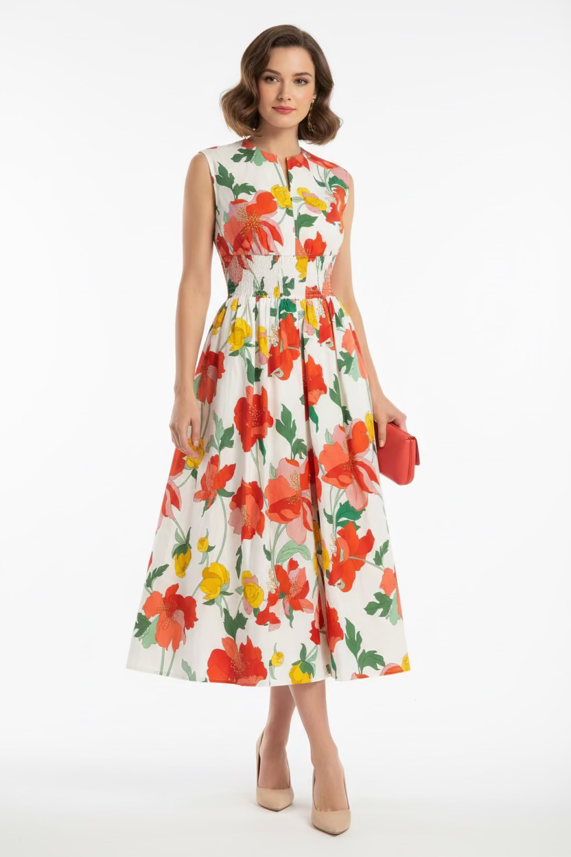 VESTIDO MIDI AMANDA TROPICAL