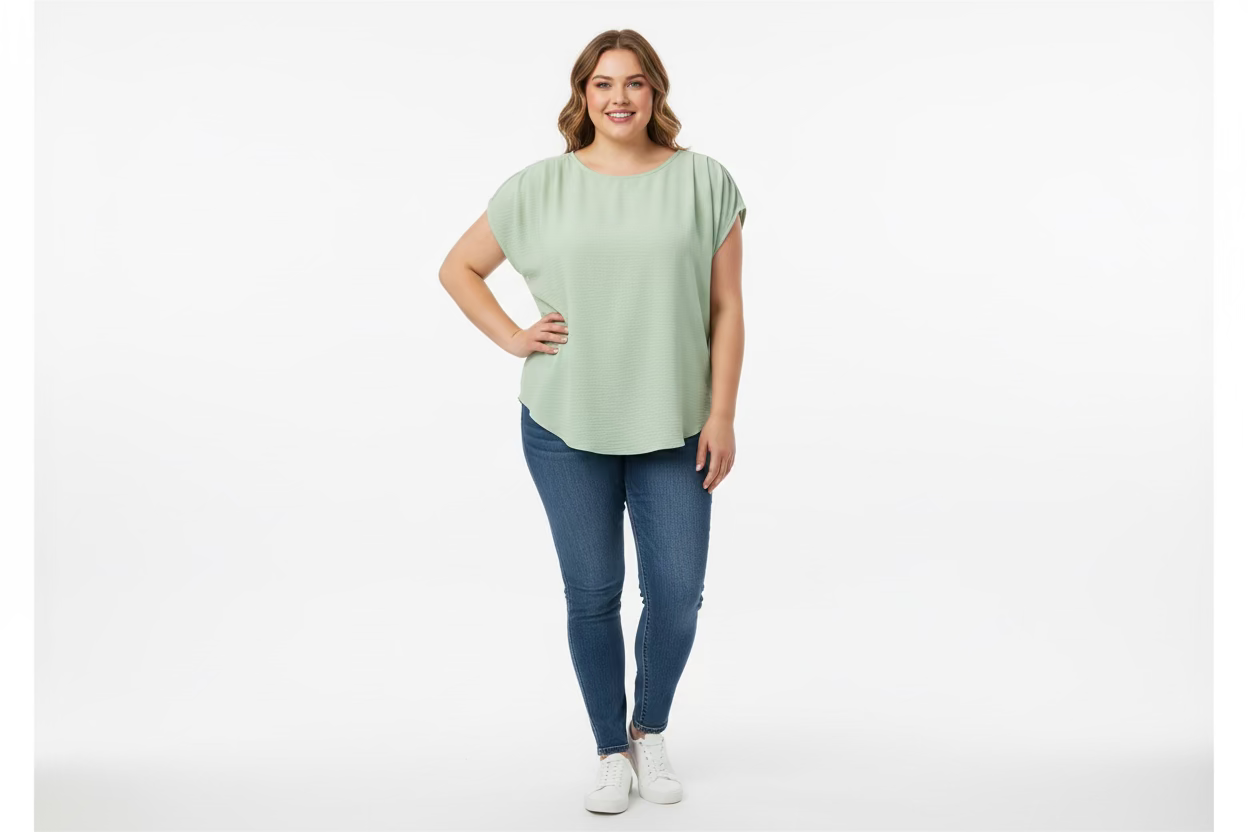 SARISA BLUSA VERDE MENTA PLUS SIZE