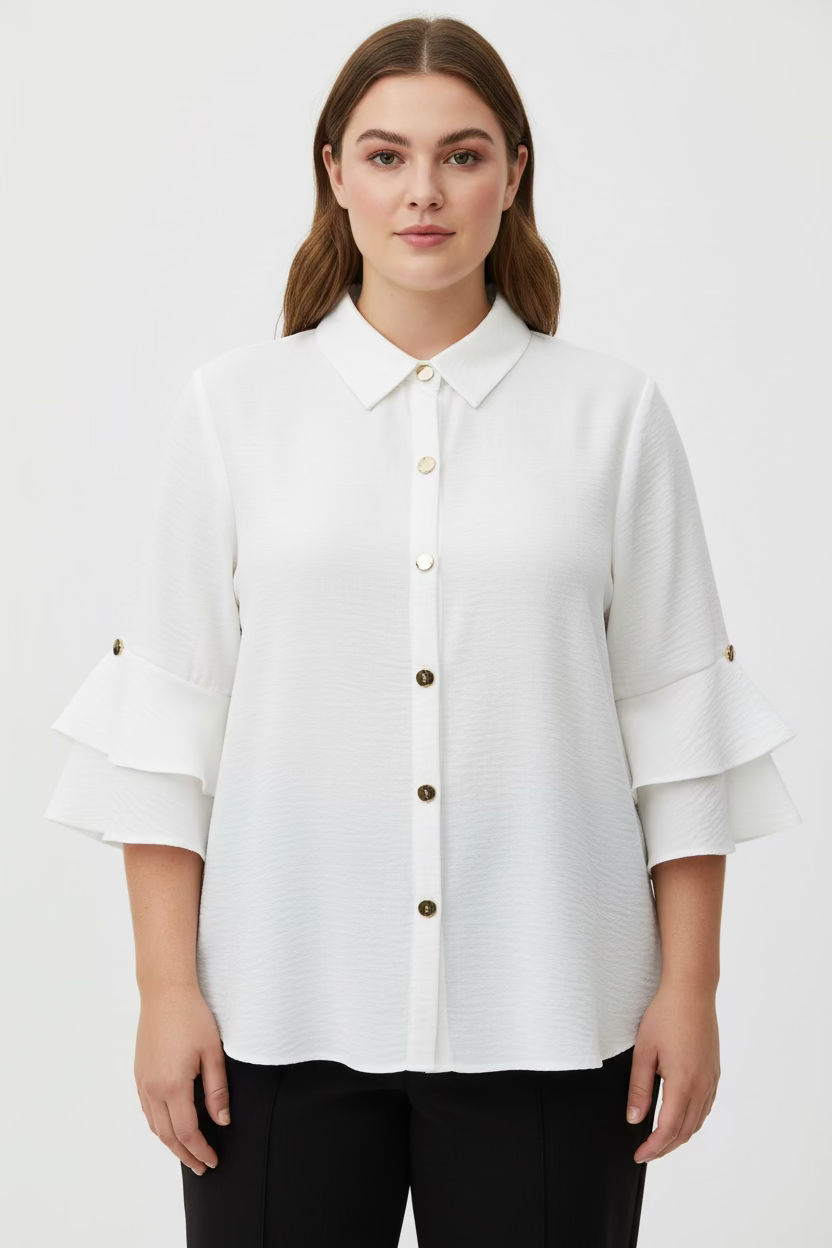 SARISA BLUSA PLUS SIZE ELEGANTE BLANCA
