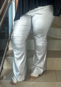 Plus Size Silver Metallic Pants