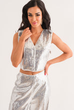 Cargar imagen en el visor de la galería, Silver Sequin Vest