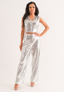 Silver Sequin Vest