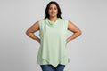 BLUSA VERDE MENTA PLUS SIZE CUELLO DRAPEADO