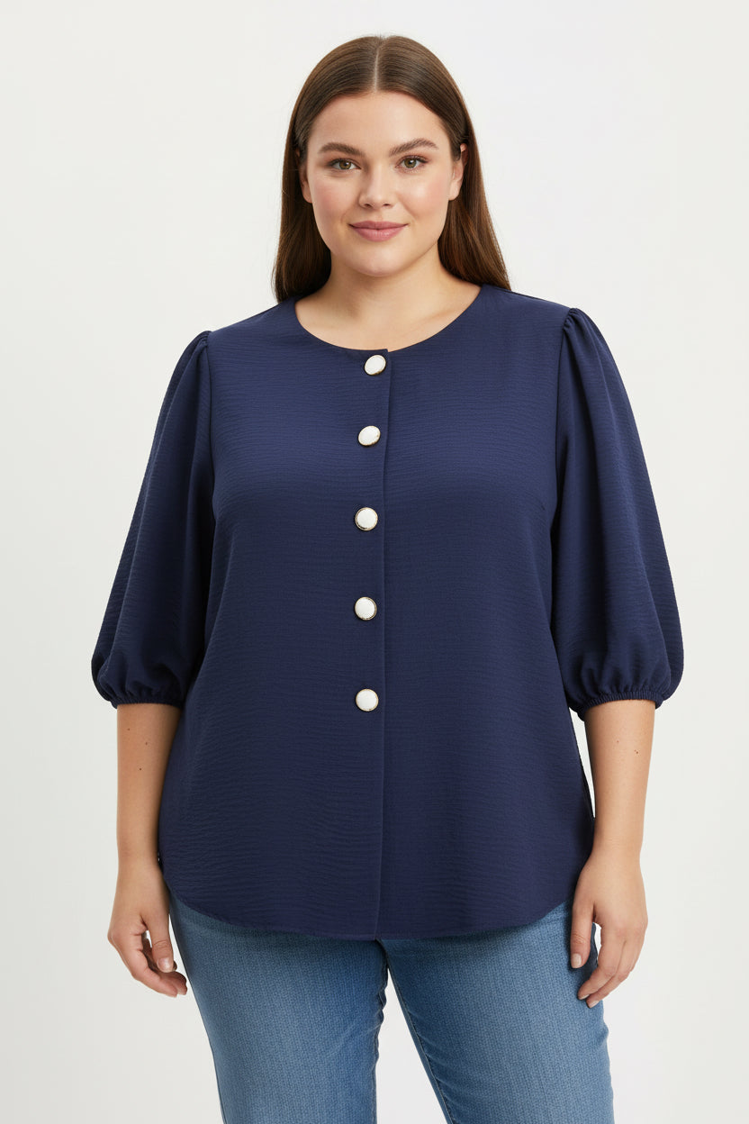 BLUSA AZUL MARINO PLUS SIZE