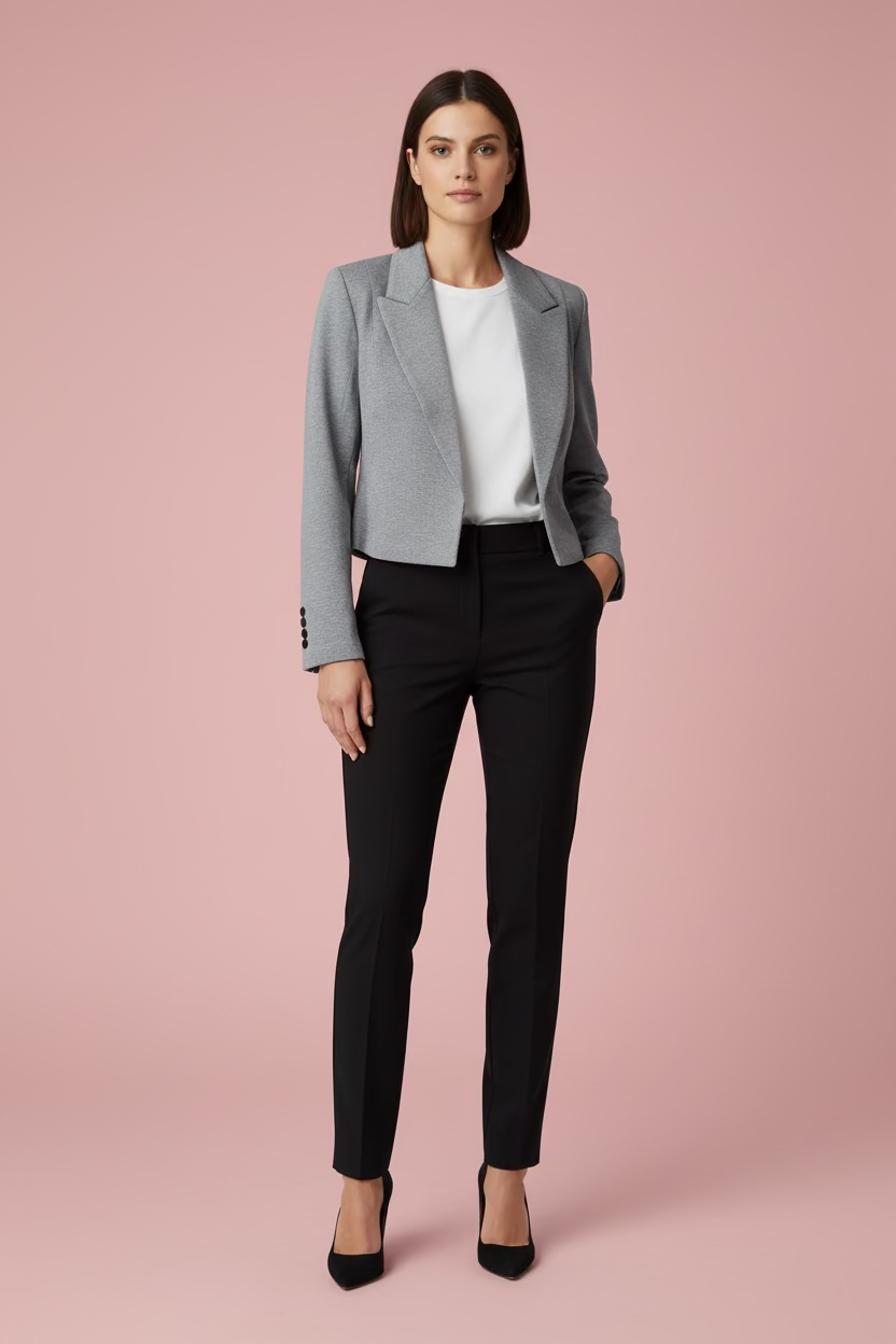 Blazer Gris Corto para Mujer en Panamá | Chaqueta Elegante de Vestir Moderna