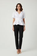 Blusa Blanca Elegante Peplum para Mujer con Detalle Floral/ Blusa Formal y Moderna en Panamá