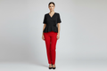 Blusa Negra Elegante Peplum para Mujer con Detalle Floral/ Blusa Formal y Moderna en Panamá