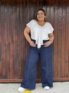 PLUS SIZE WIDE LEG BLUE JEAN