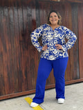 BLUSA PLUS SIZE SARAY AZUL REY