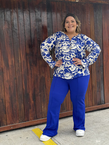 BLUSA PLUS SIZE SARAY AZUL REY