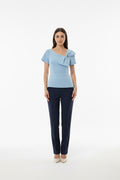 Blusa Elegante para Mujer con Lazo en el Hombro – Blusa Casual Chic Color Azul Claro | Moda Femenina en Panamá