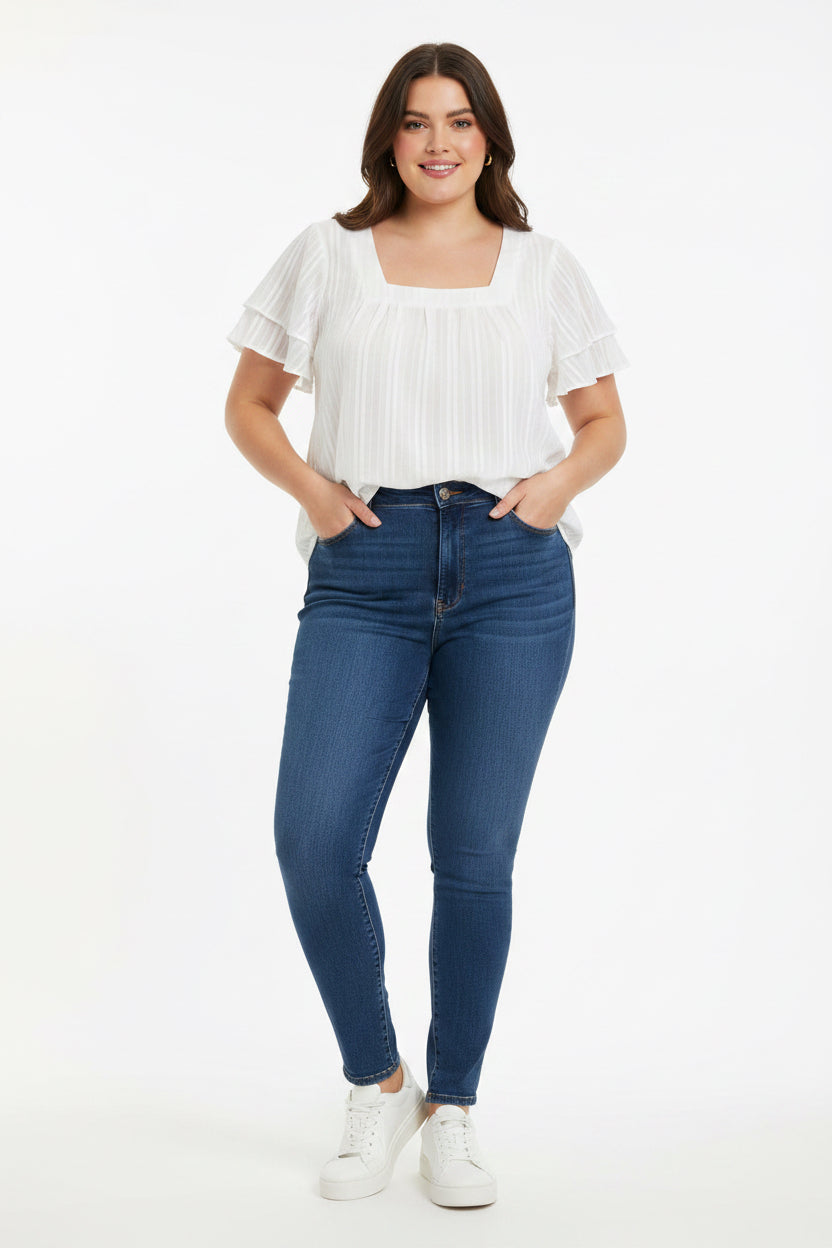 Blusa Plus Size Blanca Texturizada/ Blusa fresca y Elegante para Mujer en Panamá