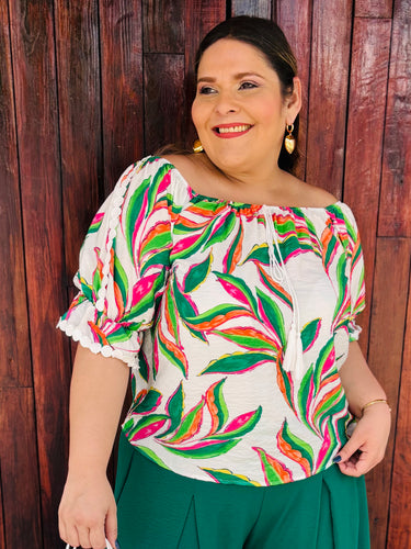 TROPICAL OFF SHOULDER BLOUSE