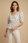 Blusa Peplum Polka Dots/Elegancia Atemporal Ropa para Mujer en Panamá