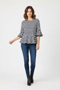 Blusa Peplum de Rayas con Detalle en encaje/ blusa para mujer en panamá