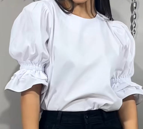 WHITE PUFFY BLOUSE